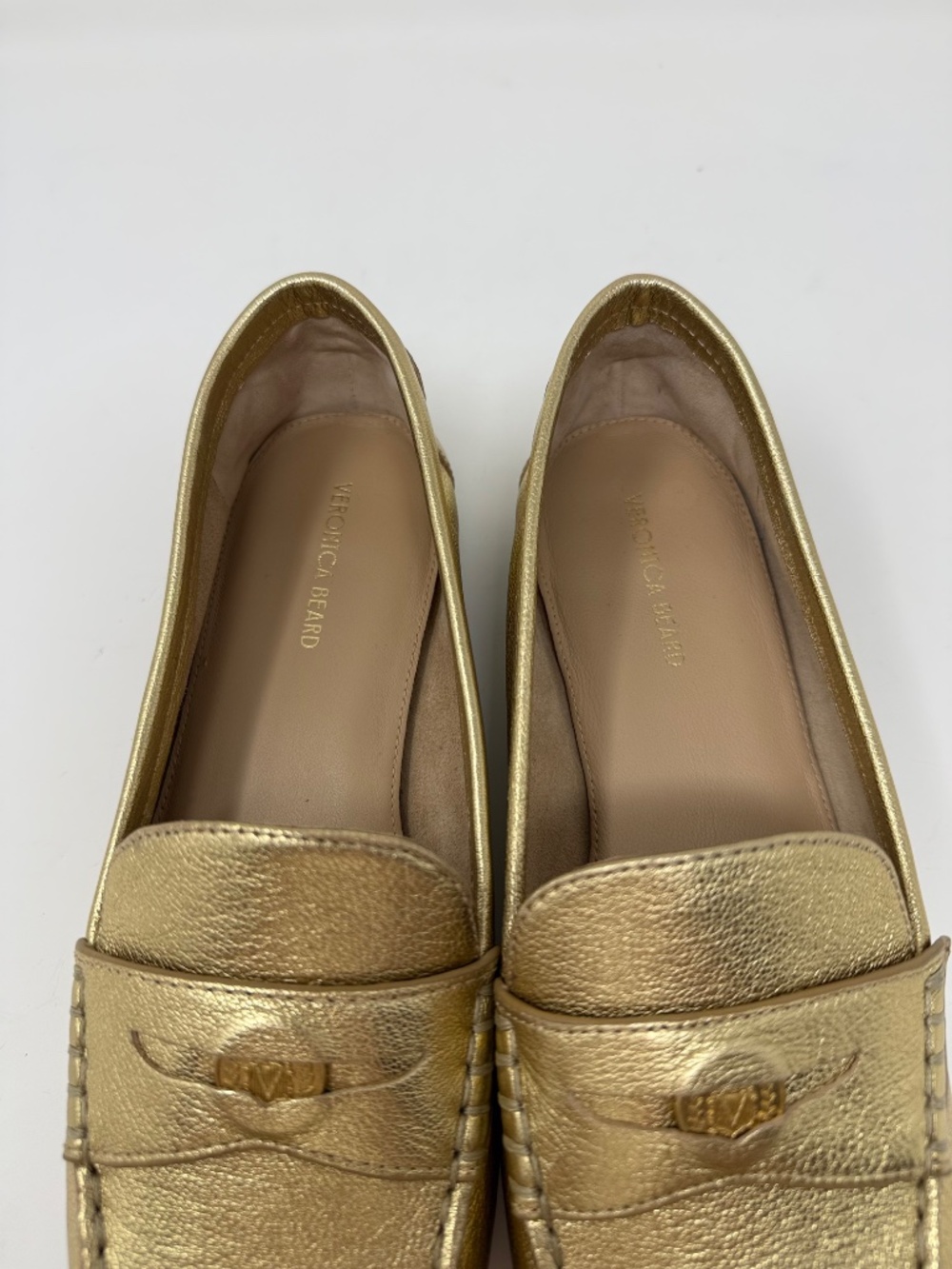 New Veronica Beard Penny Metallic Leather Loafer Gold Sz 9 - Picture 14 of 15